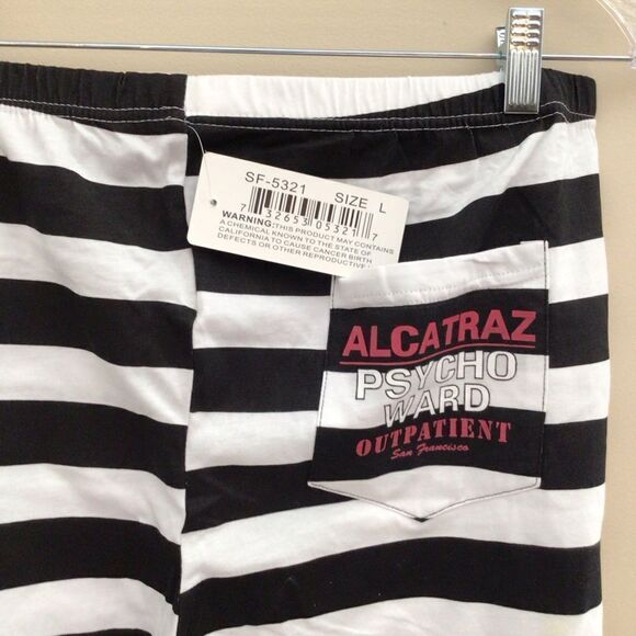 Alcatraz Psycho Ward Outpatient Black White Striped Pants Size L - Picture 1 of 7